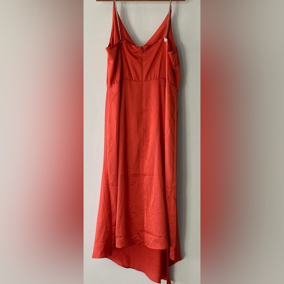 Ted Baker Burnt Orange Pin-Dot Rebba Midi Scarf Dress w Logo Chain Straps - Picture 6 of 11